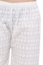 PAVONINE White Color Full Chikankari Cotton Fabric Palazzo For Women - Distacart