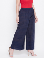 PAVONINE Navy Blue Color Full Chikankari Cotton Fabric Sharara For Women - Distacart