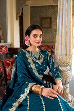 Lorenvalley Rama Vichitra Silk Sequins and Thread Embroidery Work Lehenga Choli