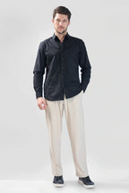Xkind Black Embroidery Full Sleeve Slim Fit Shirt