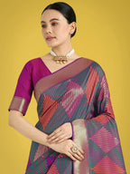 Monjolika Fashion Multi Colour Banarasi Silk Zari Weaving Classic Saree - Distacart