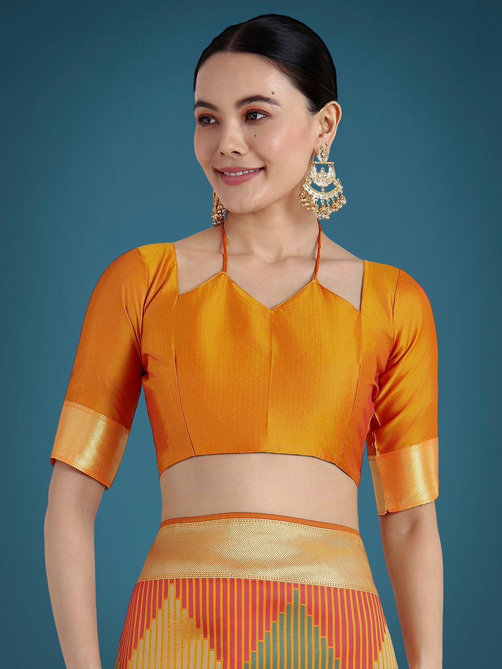 Monjolika Fashion Orange Colour Banarasi Silk Zari Weaving Classic Saree - Distacart