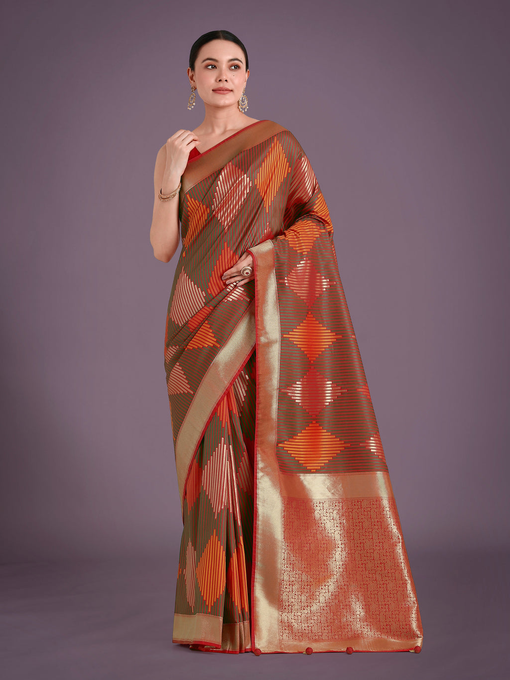 Monjolika Fashion Red Colour Banarasi Silk Zari Weaving Classic Saree - Distacart