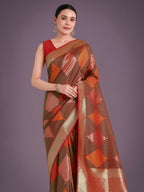 Monjolika Fashion Red Colour Banarasi Silk Zari Weaving Classic Saree - Distacart