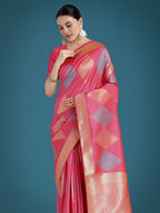 Monjolika Fashion Light Pink Colour Banarasi Silk Zari Weaving Classic Saree - Distacart