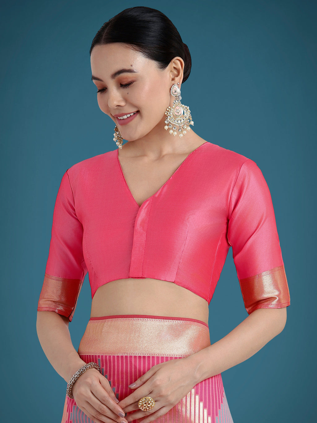 Monjolika Fashion Light Pink Colour Banarasi Silk Zari Weaving Classic Saree - Distacart