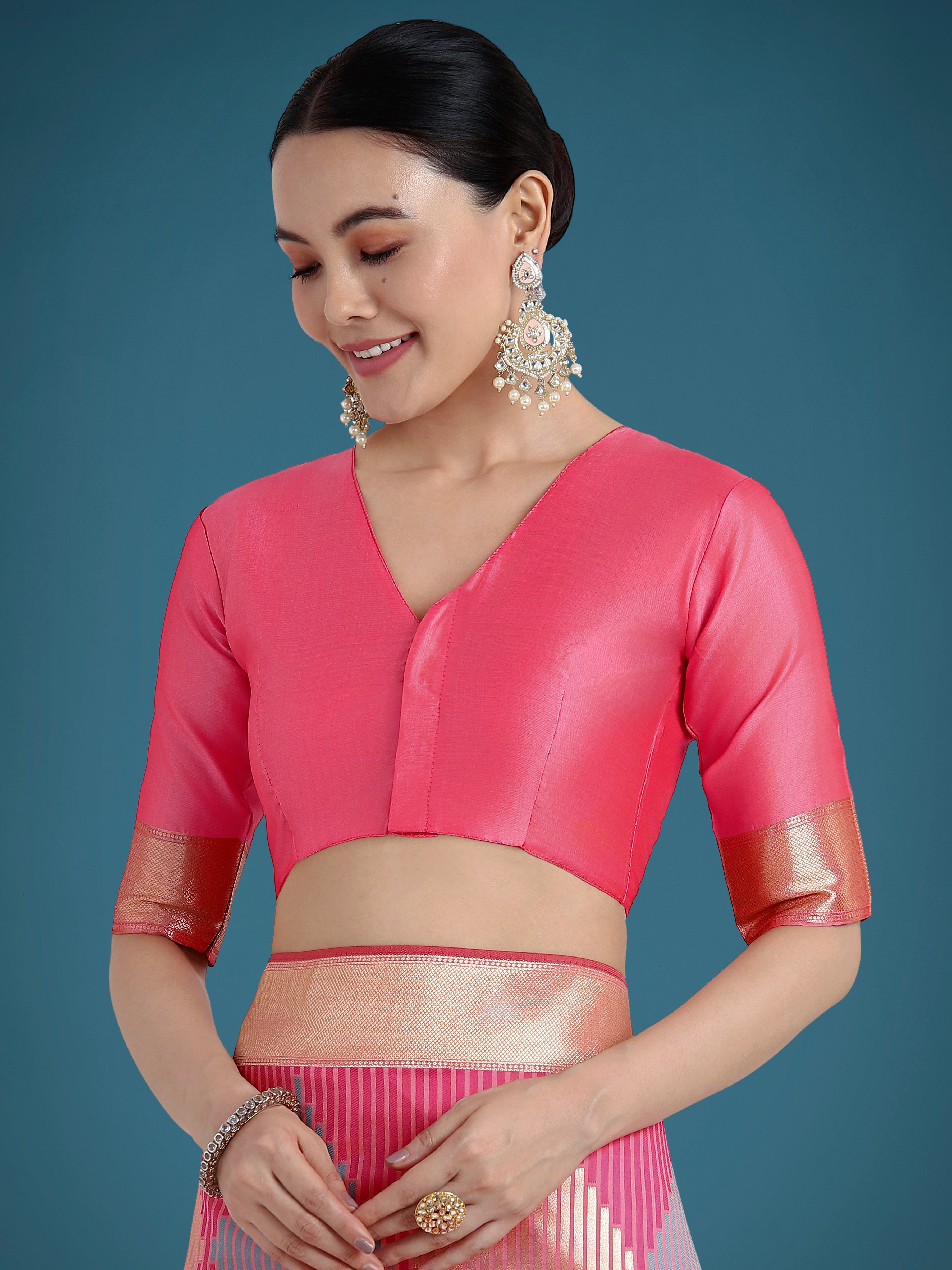 Monjolika Fashion Light Pink Colour Banarasi Silk Zari Weaving Classic Saree - Distacart
