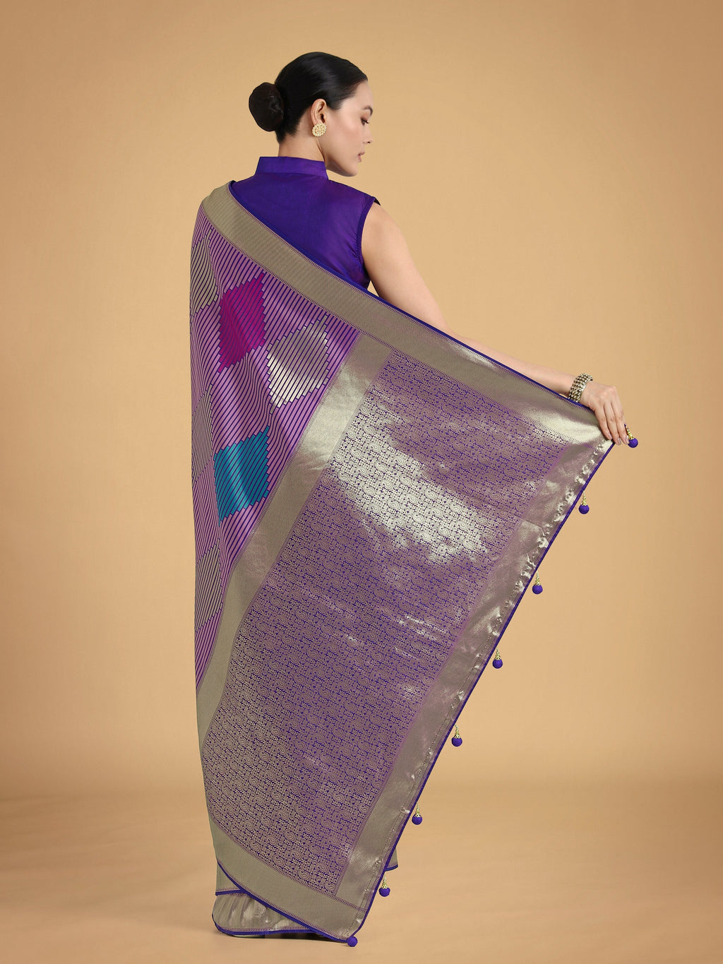 Monjolika Fashion Lavender Colour Banarasi Silk Zari Weaving Classic Saree - Distacart