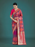 Monjolika Fashion Pink Colour Banarasi Satin Silk Zari Weaving Classic Saree - Distacart