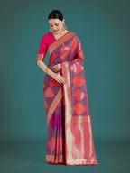 Monjolika Fashion Pink Colour Banarasi Satin Silk Zari Weaving Classic Saree - Distacart