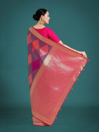 Monjolika Fashion Pink Colour Banarasi Satin Silk Zari Weaving Classic Saree - Distacart
