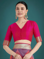 Monjolika Fashion Pink Colour Banarasi Satin Silk Zari Weaving Classic Saree - Distacart