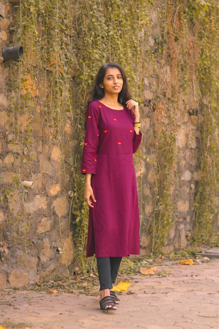 Jompers Women Purple Yoke Design Straight Kurta - Distacart