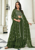 Anaita Mehendi Georgette Stitched Lehenga Choli With Sequence & Thread Work - Distacart