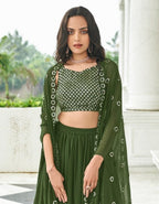 Anaita Mehendi Georgette Stitched Lehenga Choli With Sequence & Thread Work - Distacart