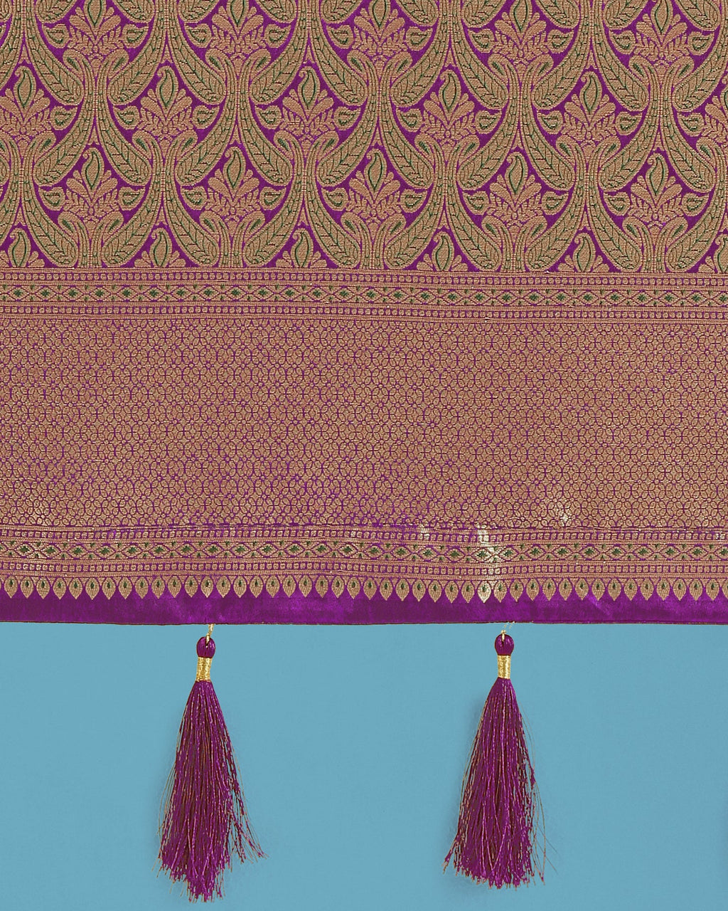 Monjolika Fashion Dark Purple Color Baanrasi Satin Silk Saree for Wedding Functions - Distacart