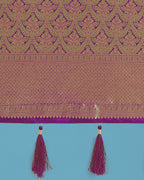 Monjolika Fashion Dark Purple Color Baanrasi Satin Silk Saree for Wedding Functions - Distacart