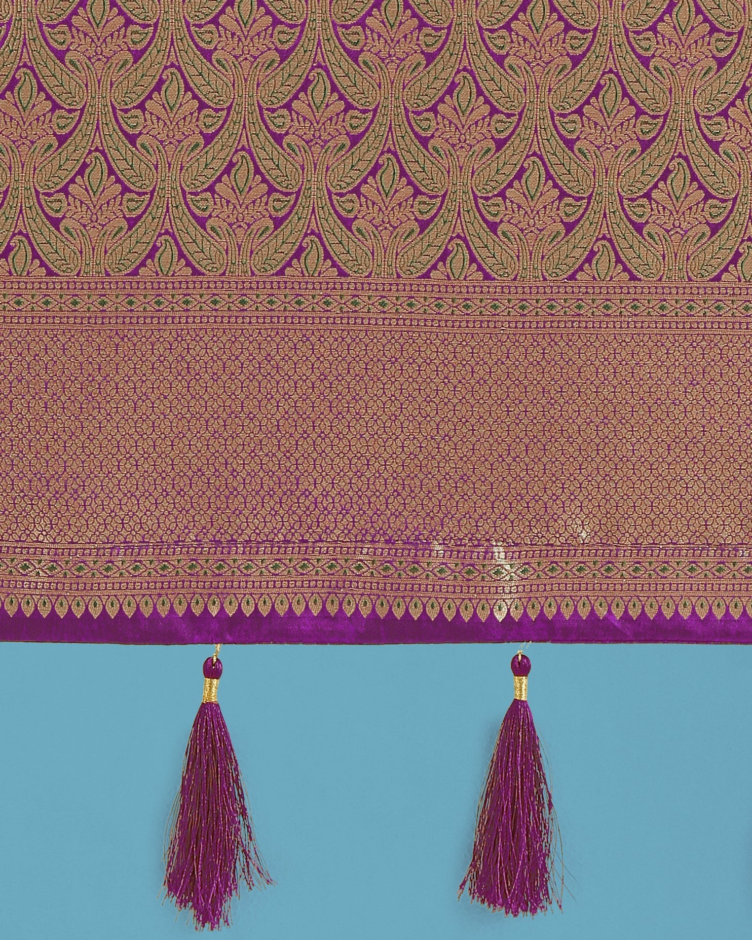 Monjolika Fashion Dark Purple Color Baanrasi Satin Silk Saree for Wedding Functions - Distacart