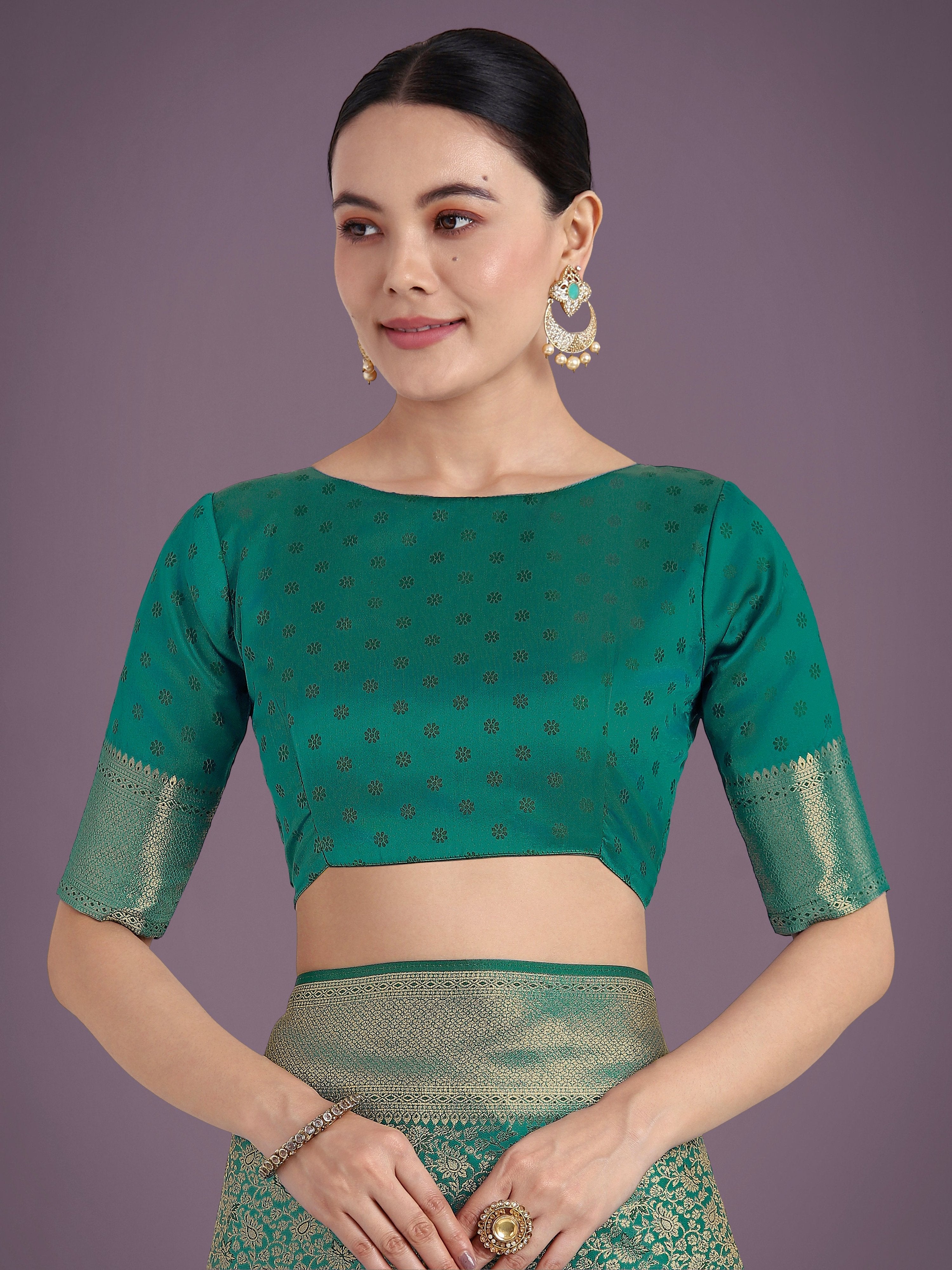 Monjolika Fashion Teal Color Baanrasi Satin Silk Saree for Wedding Functions - Distacart