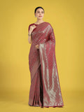 Monjolika Fashion Maroon Color Baanrasi Satin Silk Saree for Wedding Functions