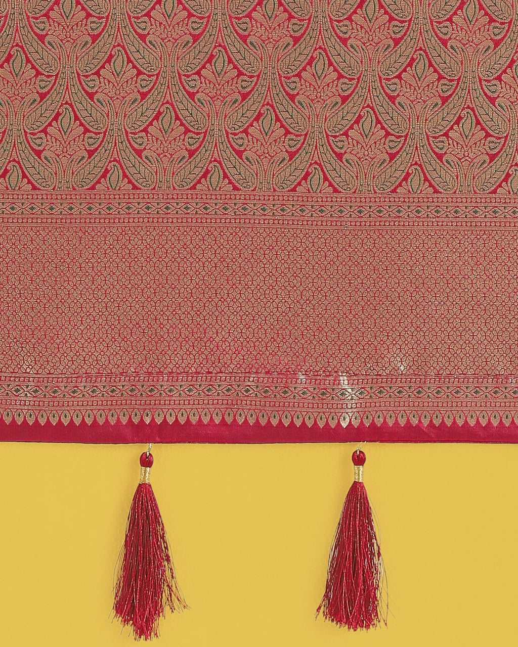Monjolika Fashion Maroon Color Baanrasi Satin Silk Saree for Wedding Functions