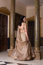 Lorenvalley Chiku Gold Crush Plain Lehenga Choli Embroidery Work with Dupatta
