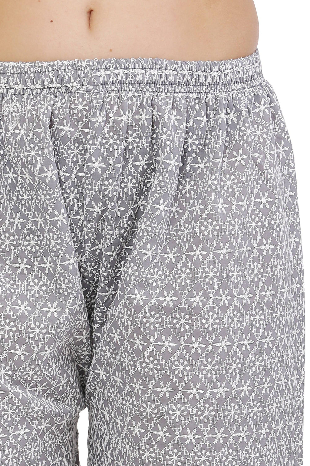 PAVONINE Grey Color Full Thread Chikankari Cotton Fabric Sharara For Women - Distacart