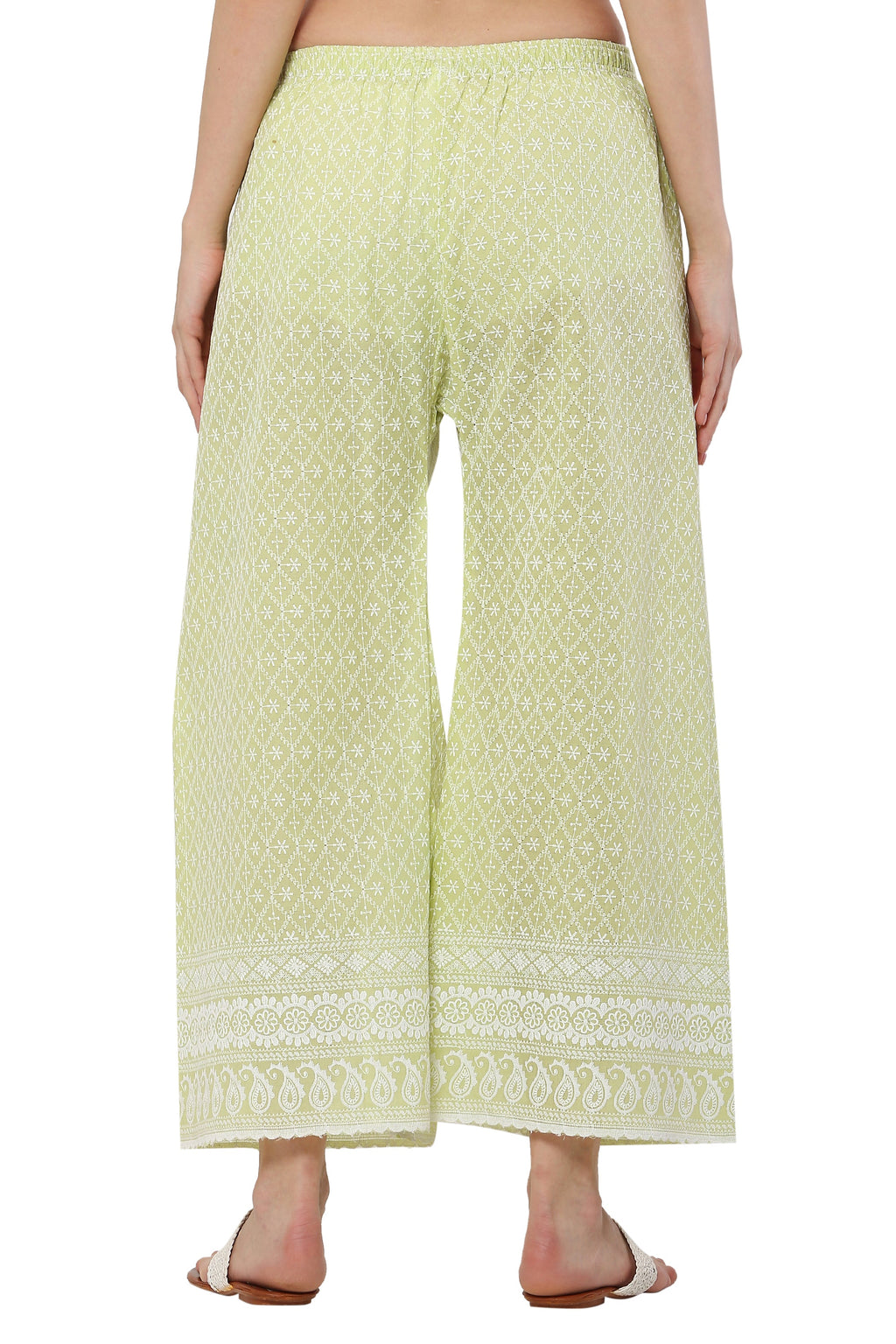 PAVONINE Lemon Color Full Thread Chikankari Cotton Fabric Sharara For Women - Distacart