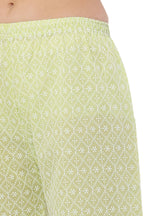 PAVONINE Lemon Color Full Thread Chikankari Cotton Fabric Sharara For Women - Distacart