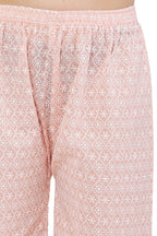 PAVONINE Peach Color Full Thread Chikankari Cotton Fabric Sharara For Women - Distacart