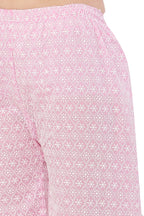 PAVONINE Pink Color Full Thread Chikankari Cotton Fabric Palazzo For Women - Distacart