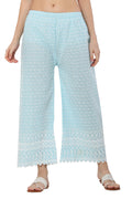 PAVONINE Rama Green Color Full Thread Chikankari Cotton Fabric Palazzo For Women - Distacart