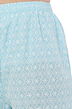 PAVONINE Rama Green Color Full Thread Chikankari Cotton Fabric Sharara For Women - Distacart