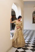 Lorenvalley Cream Gold Crush Fabric with Sequins and Thread Embroidery Work Lehenga Choli