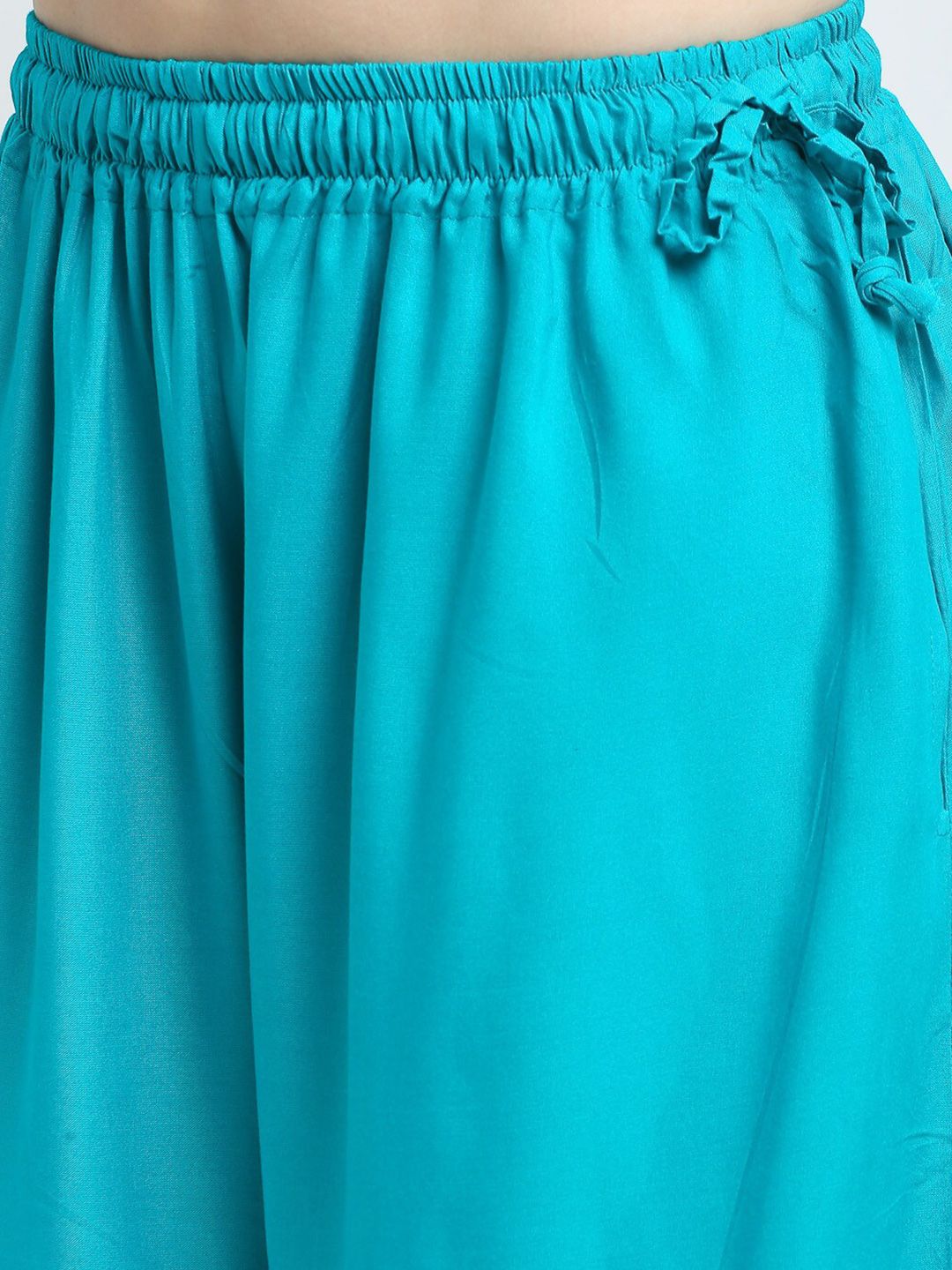 TAG 7 Women Pack Of 2 Cream-Coloured & Turquoise Blue Flared Ethnic Palazzos