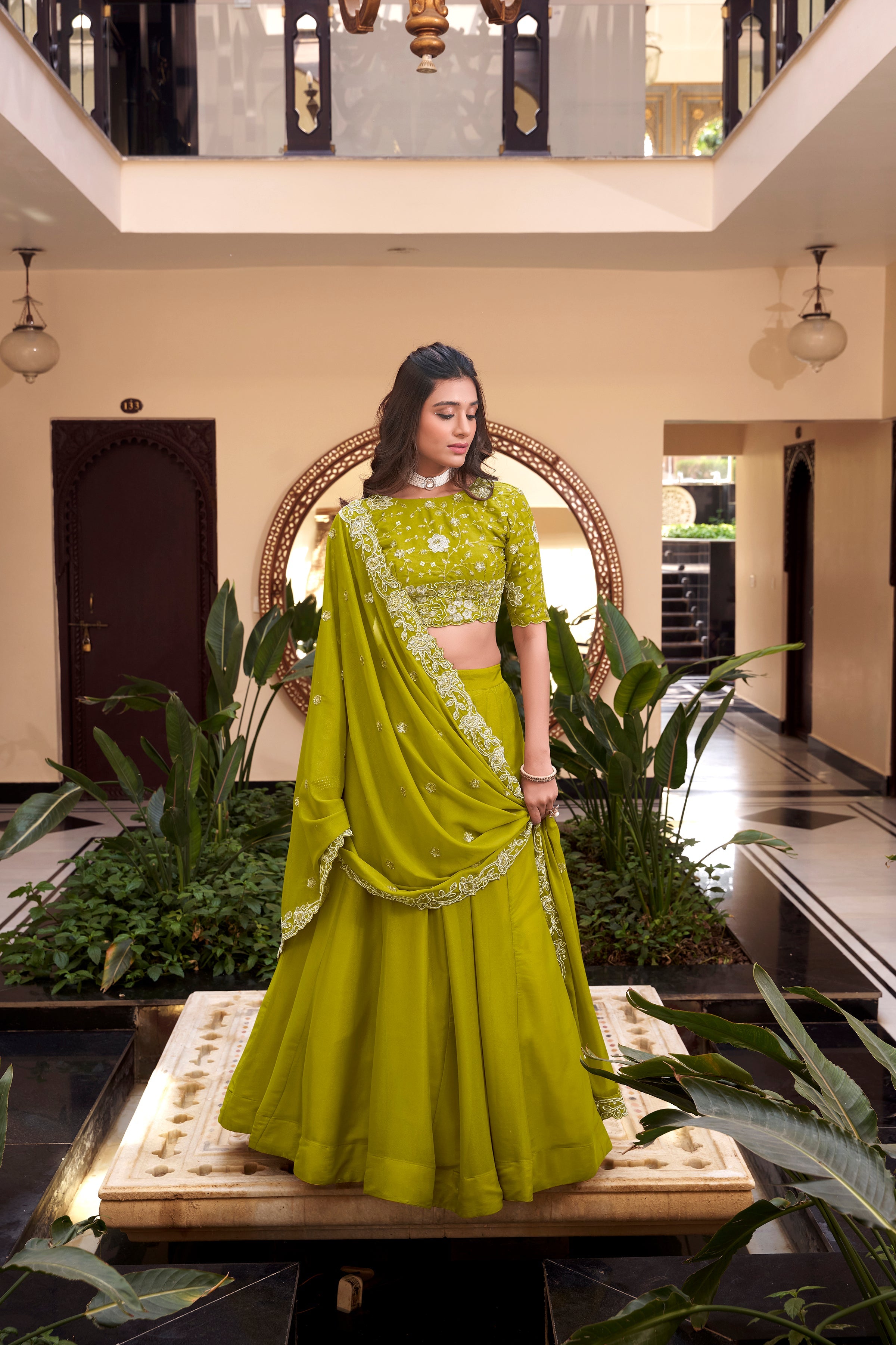 Lorenvalley Pink New Crush Embellishment With Pearl Coding And Sequins Embroidery Work Lehenga Choli with Dupatta
