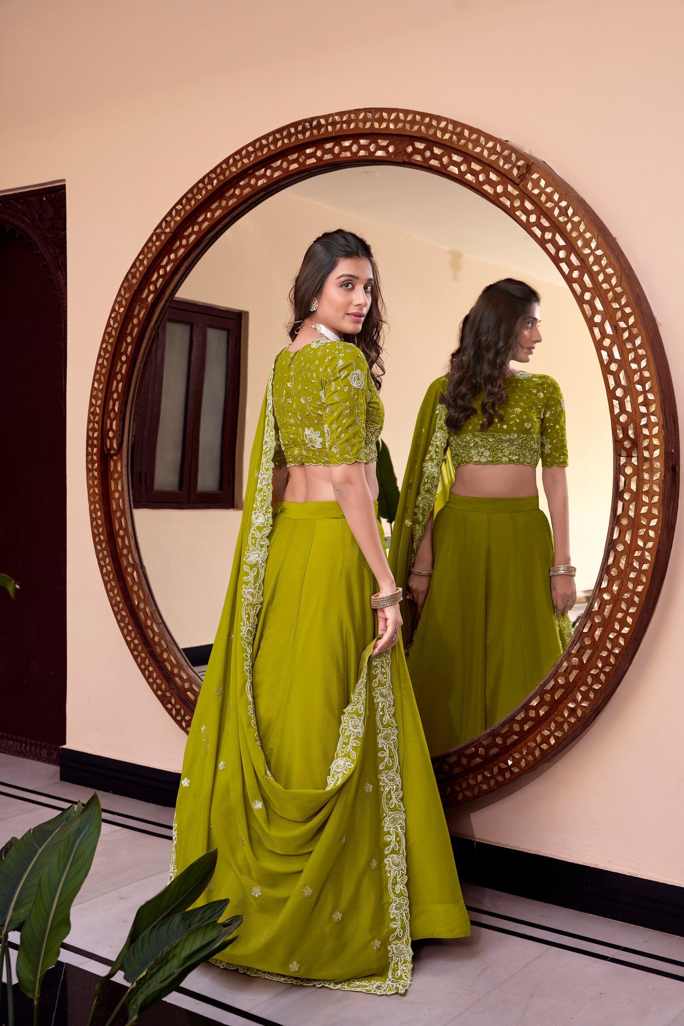 Lorenvalley Pink New Crush Embellishment With Pearl Coding And Sequins Embroidery Work Lehenga Choli with Dupatta