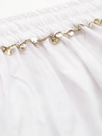 TAG 7 Women White & Green Solid Flared Palazzos