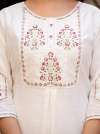 Vedant Vastram Viscose Silk Hand Work & Embroidery Work Stitched Salwar Suit Set-White - Distacart