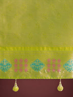 Monjolika Fashion Lime Green Colour Banarasi Silk Zari Weaving Classic Saree - Distacart