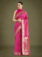 Monjolika Fashion Rani Pink Colour Banarasi Silk Zari Weaving Classic Saree - Distacart