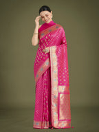 Monjolika Fashion Rani Pink Colour Banarasi Silk Zari Weaving Classic Saree - Distacart