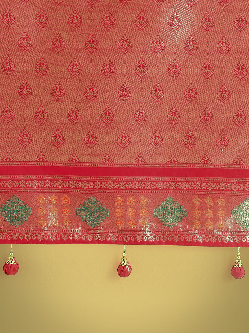 Monjolika Fashion Red Colour Banarasi Silk Zari Weaving Classic Saree - Distacart