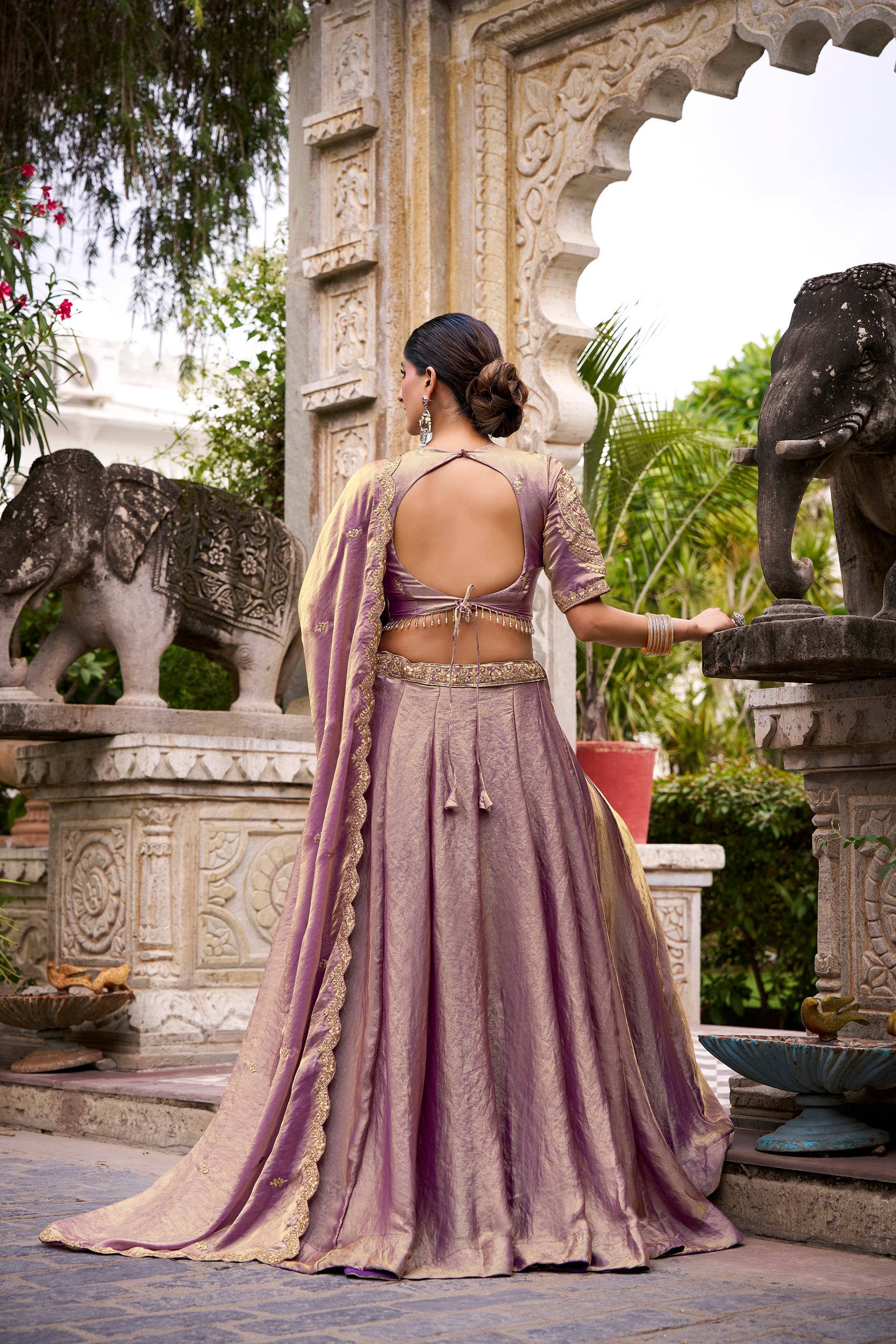 Lorenvalley Fashion Lavender Fendi Silk Sequins and Thread Embroidery Work Belt Lehenga Choli with Dupatta - Distacart