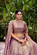 Lorenvalley Fashion Lavender Fendi Silk Sequins and Thread Embroidery Work Belt Lehenga Choli with Dupatta - Distacart