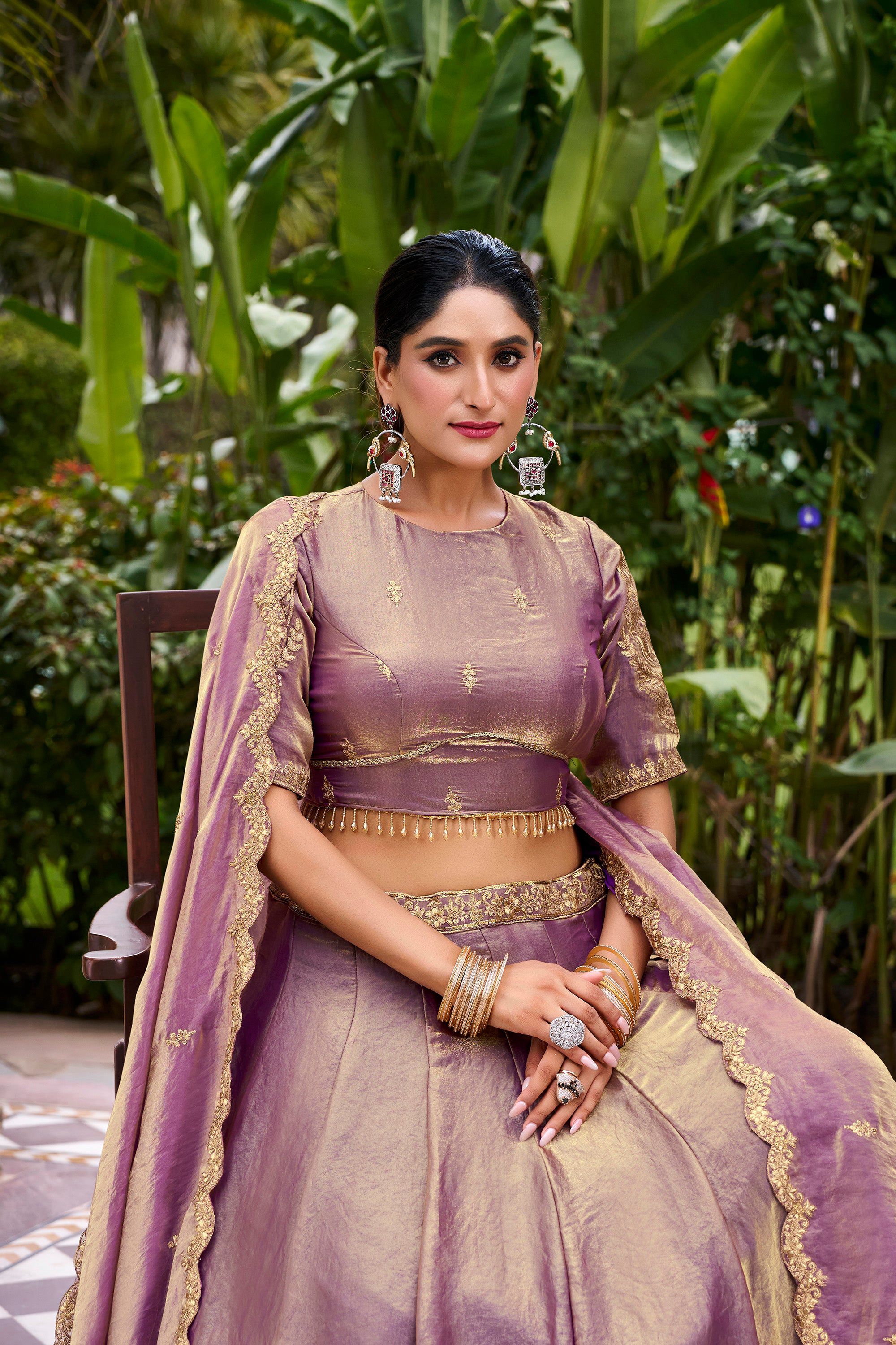 Lorenvalley Fashion Lavender Fendi Silk Sequins and Thread Embroidery Work Belt Lehenga Choli with Dupatta - Distacart