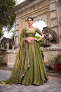 Lorenvalley Fashion Mahendi Fendi Silk Sequins and Thread Embroidery Work Belt Lehenga Choli with Dupatta - Distacart