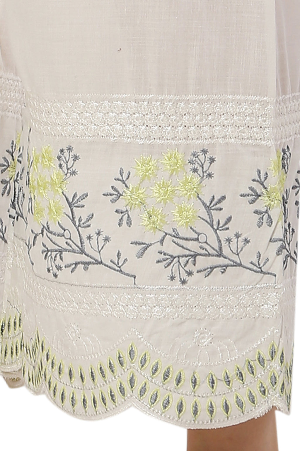 PAVONINE Lemon Color Hem Half Chikankari Cotton Fabric Sharara For Women - Distacart