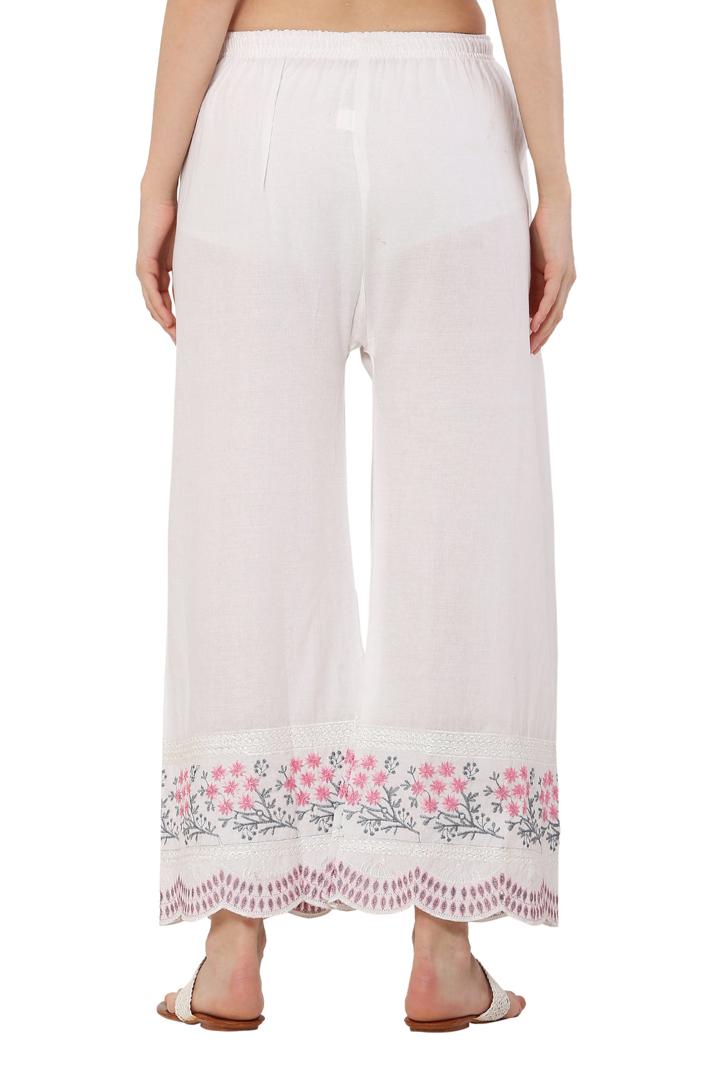 PAVONINE Rani Color Hem Half Chikankari Cotton Fabric Sharara For Women - Distacart