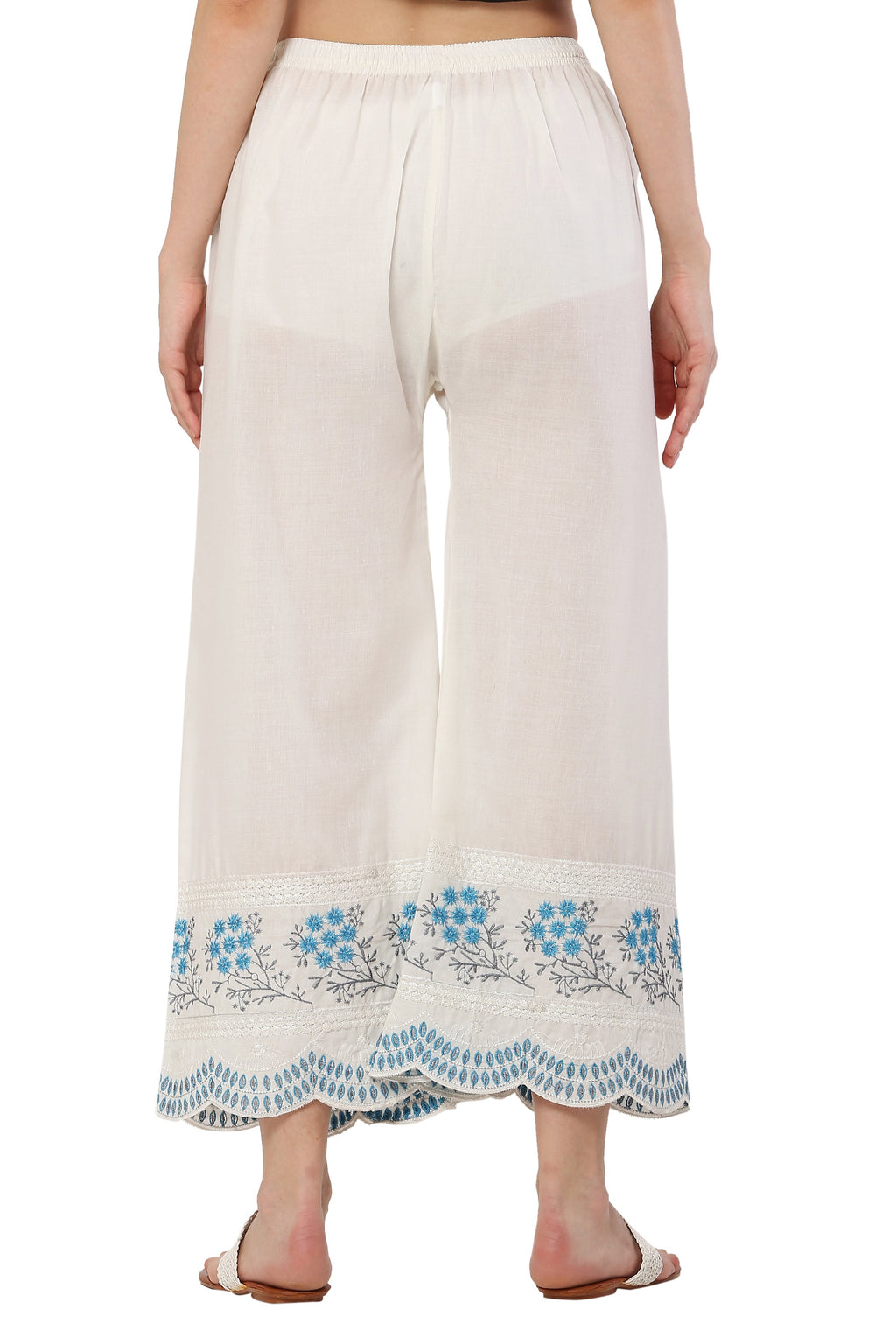 PAVONINE Rama Green Color Hem Half Chikankari Cotton Fabric Sharara For Women - Distacart